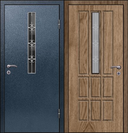 Двухлистовая металлическая дверь - 17-69