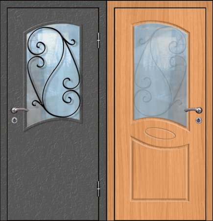 Двухлистовая металлическая дверь - 17-86