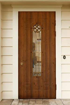 Коттеджная дверь с кованными элементами